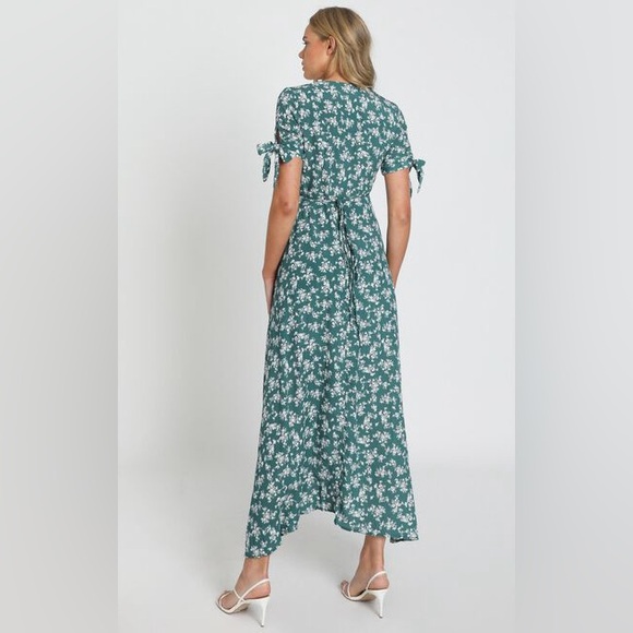 Showpo picking it up wrap maxi dress, teal floral, size small - Picture 4 of 4
